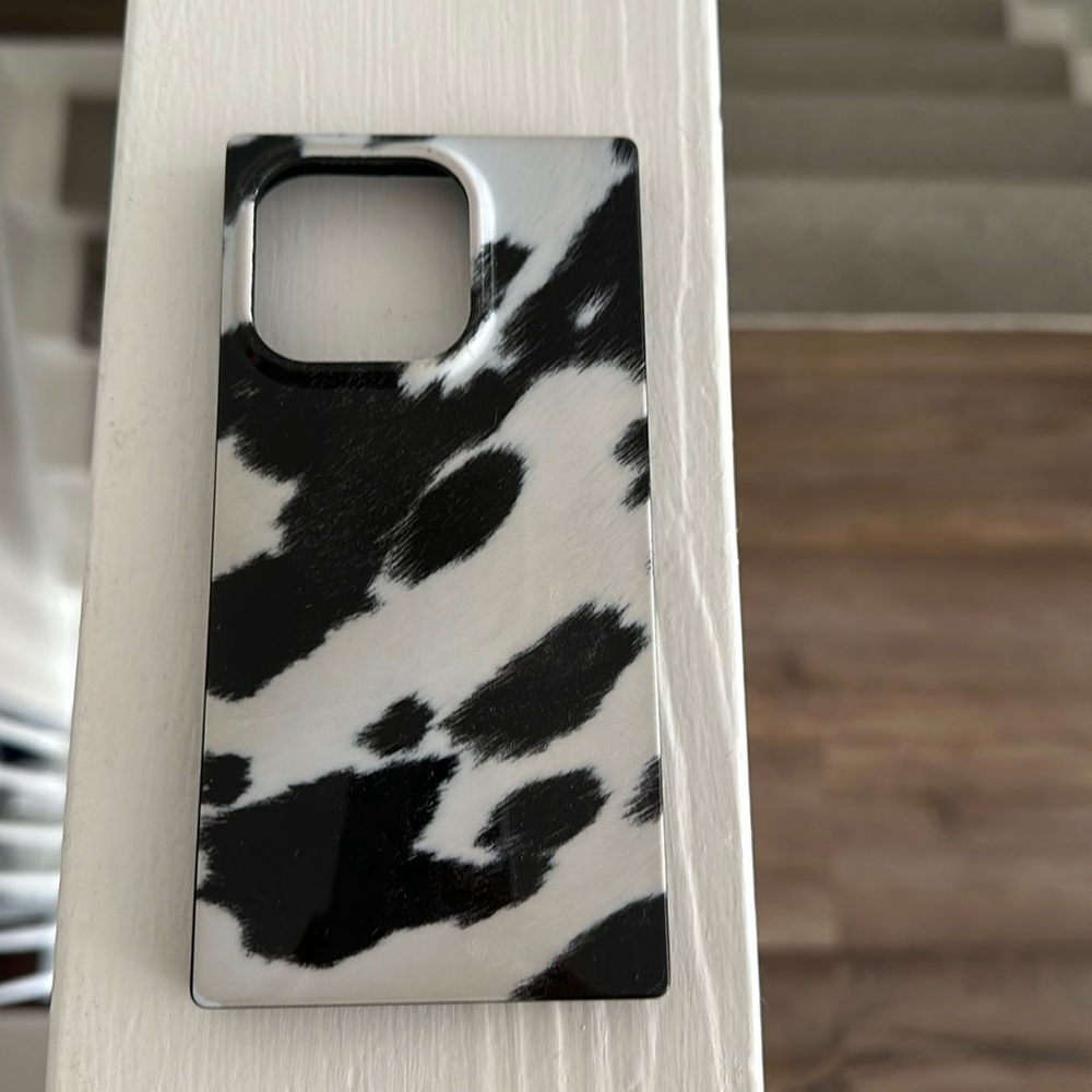 iPhone 14 Pro square cow print phone case